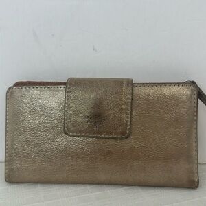Fossil Women's Gold Sparkle Wallet Large BiFold